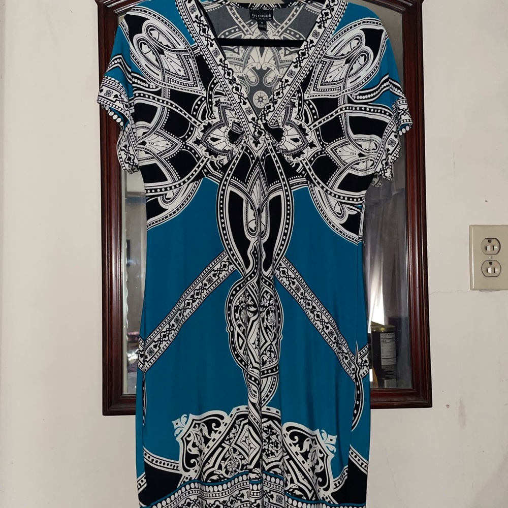 Enfocus Studio black/white/blue dress